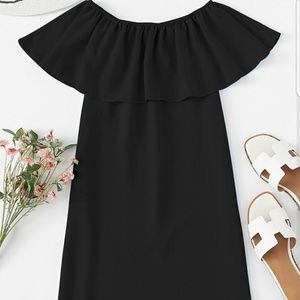 Black ruffle midi dress